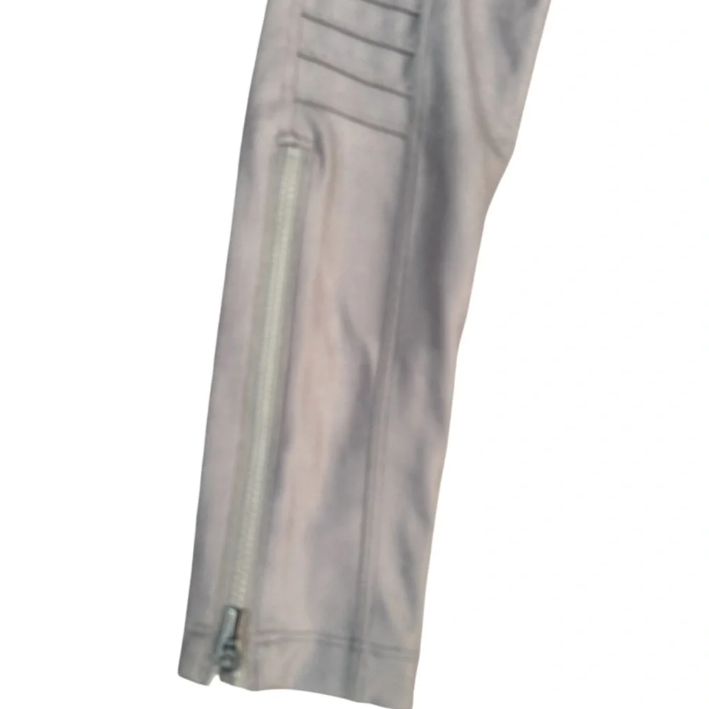 Athleta Delancey Gleam Moto Tight Leggings ribbed grey Zip ankle size XXS